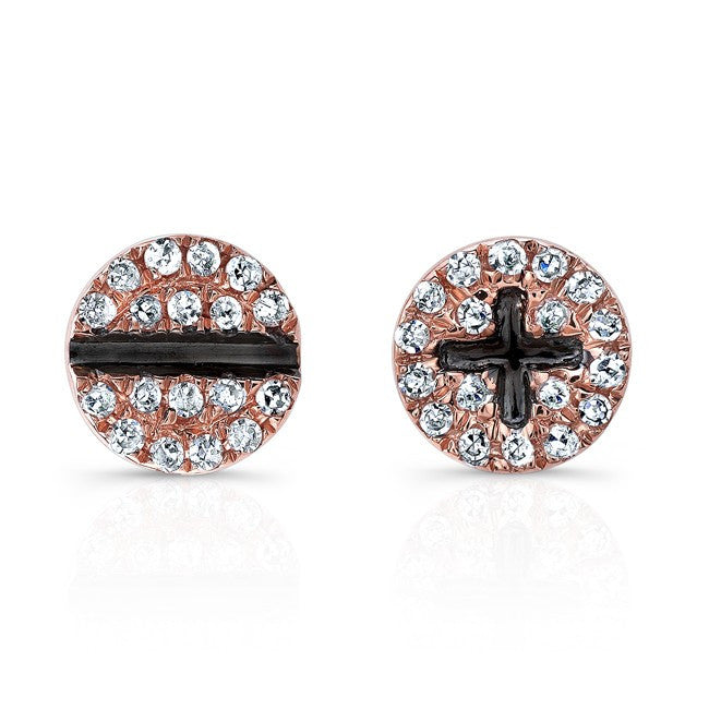 14KT Rose Gold Diamond Hardware Stud Earrings