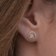 14KT Rose Gold Diamond Slice Double Halo Stud Earrings