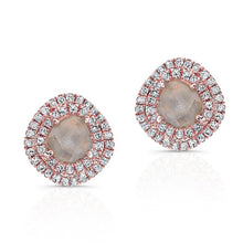 14KT Rose Gold Diamond Slice Double Halo Stud Earrings