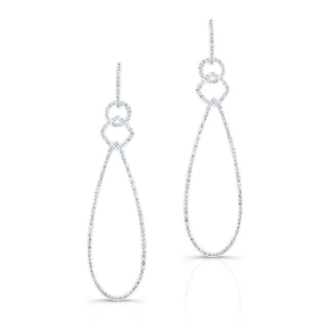 14KT White Gold Diamond Open Pear Link Drop Earrings