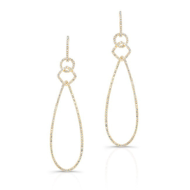 14KT Yellow Gold Diamond Open Pear Link Drop Earrings