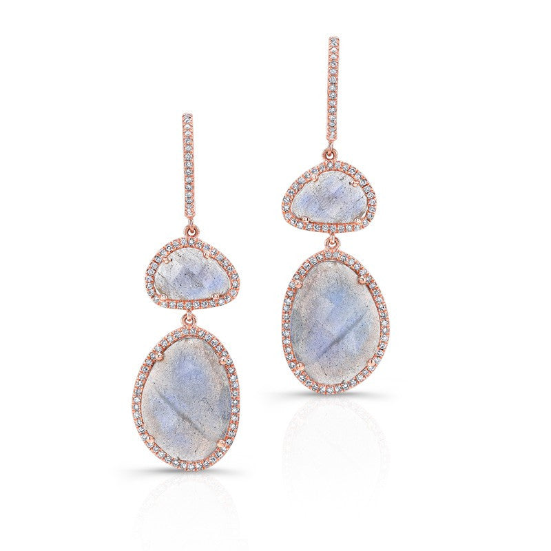 14KT Rose Gold Labradorite Diamond Splendor Earrings