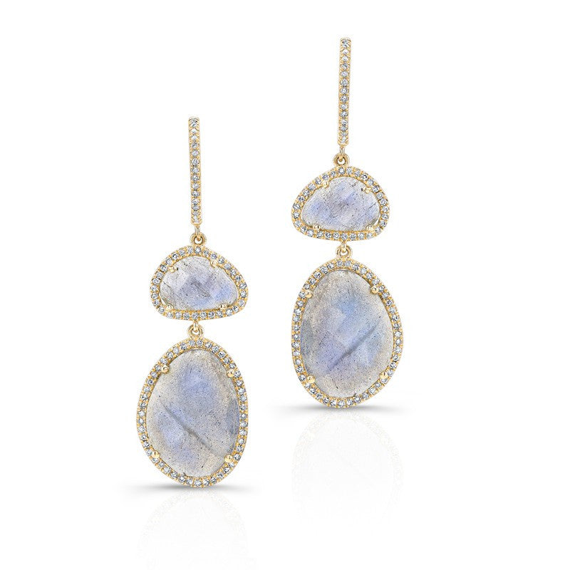 14KT Yellow Gold Labradorite Diamond Splendor Earrings