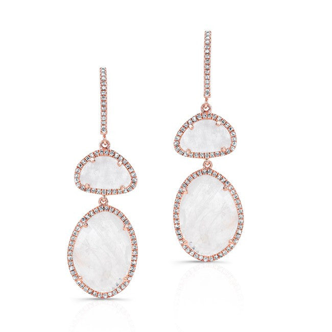 14KT Rose Gold Moonstone Diamond Splendor Earrings