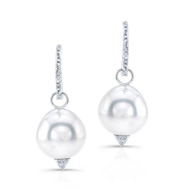 14KT White Gold Pearl Diamond Drop Earring