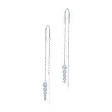 14KT White Gold Bezel Set Diamond Threader Earrings