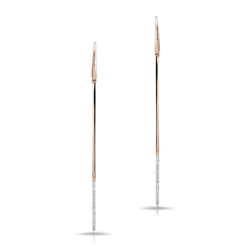 14KT Rose Gold Diamond Dipped Bar Earrings