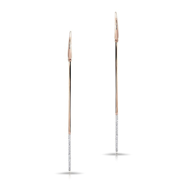 14KT Rose Gold Diamond Dipped Bar Earrings
