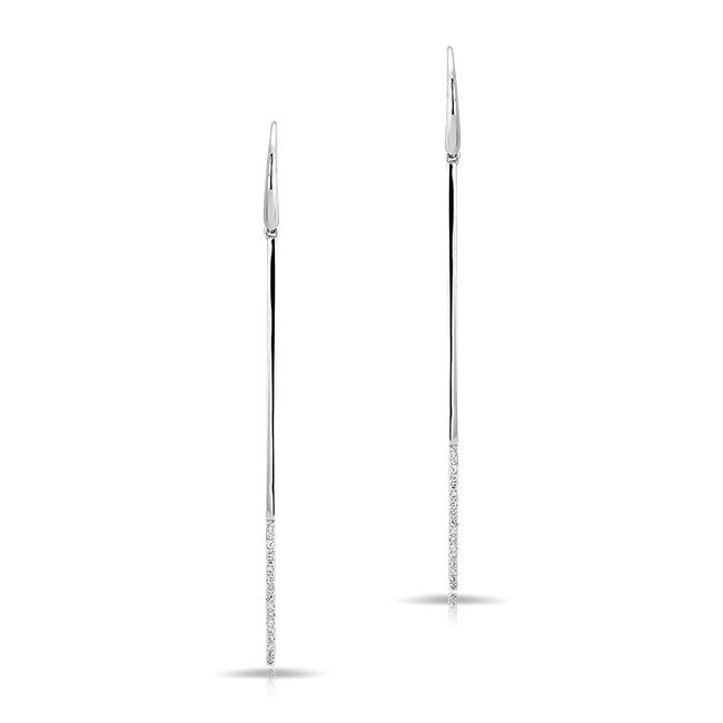 14KT White Gold Diamond Dipped Bar Earrings
