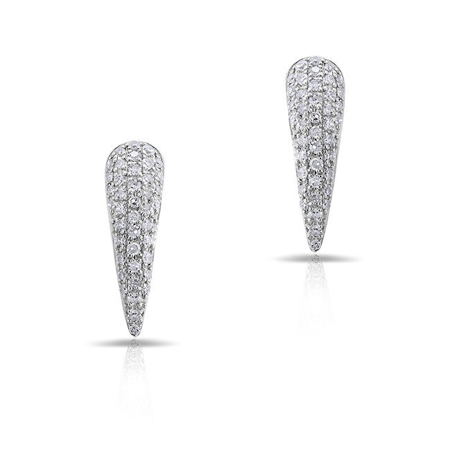 14KT White Gold Diamond Horn Stud Earrings