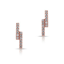 14KT Rose Gold Diamond Ridge Stud Earrings
