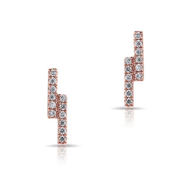 14KT Rose Gold Diamond Ridge Stud Earrings