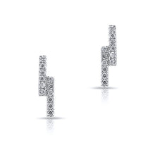 14KT White Gold Diamond Ridge Stud Earrings