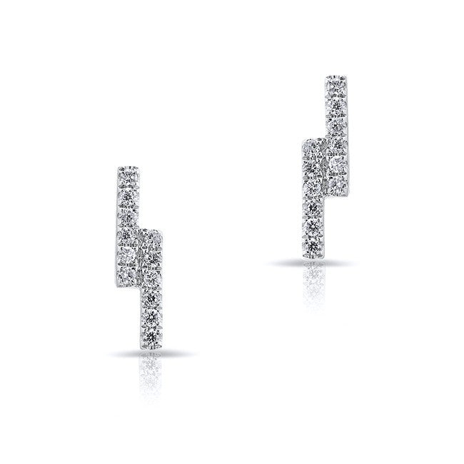 14KT White Gold Diamond Ridge Stud Earrings
