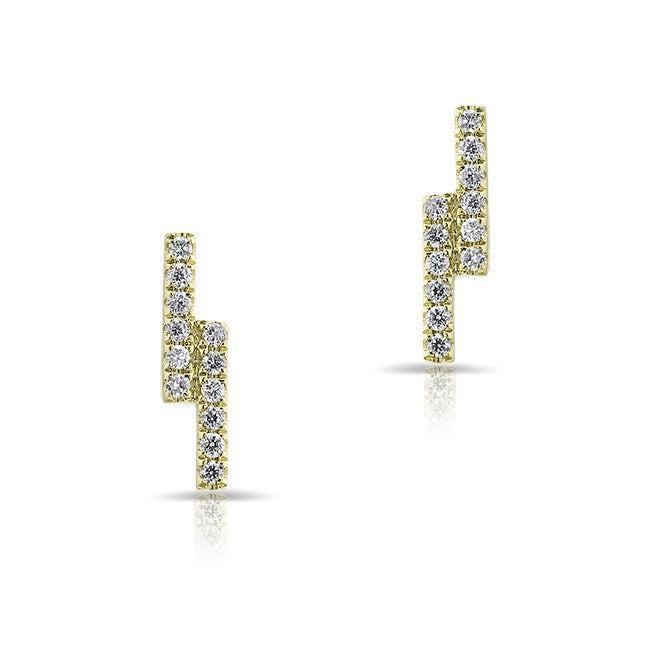 14KT Yellow Gold Diamond Ridge Stud Earrings