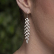 14KT White Gold Diamond Feather Earrings
