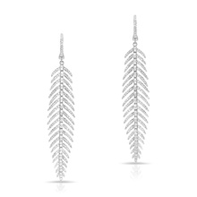 14KT White Gold Diamond Feather Earrings