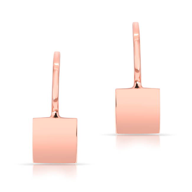 14KT Rose Gold Solid Square Huggie Earrings