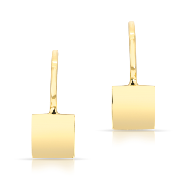 14KT Yellow Gold Solid Square Huggie Earrings