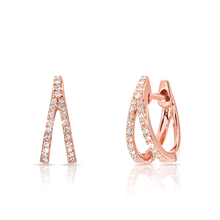 14KT Rose Gold Diamond Wishbone Huggie Earrings