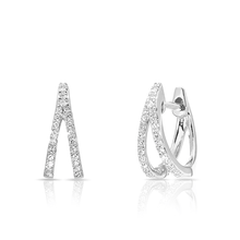 14KT White Gold Diamond Wishbone Huggie Earrings