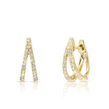 14KT Yellow Gold Diamond Wishbone Huggie Earrings