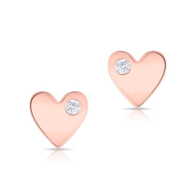 14KT Rose Gold Diamond In My Heart Stud Earrings