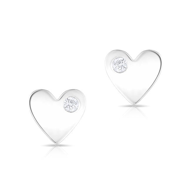 14KT White Gold Diamond In My Heart Stud Earrings