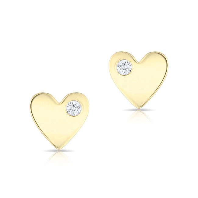 14KT Yellow Gold Diamond In My Heart Stud Earrings