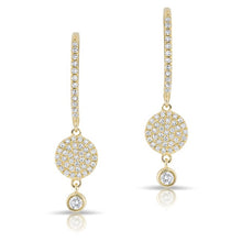 14KT Yellow Gold Diamond Disc Solitaire Drop Wireback Earrings