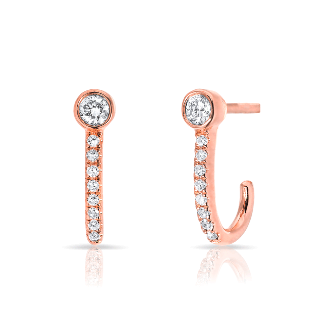 14KT Rose Gold Diamond Hook Stud Earrings
