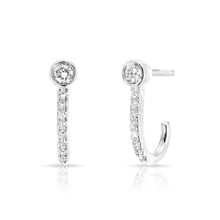 14KT White Gold Diamond Hook Stud Earrings