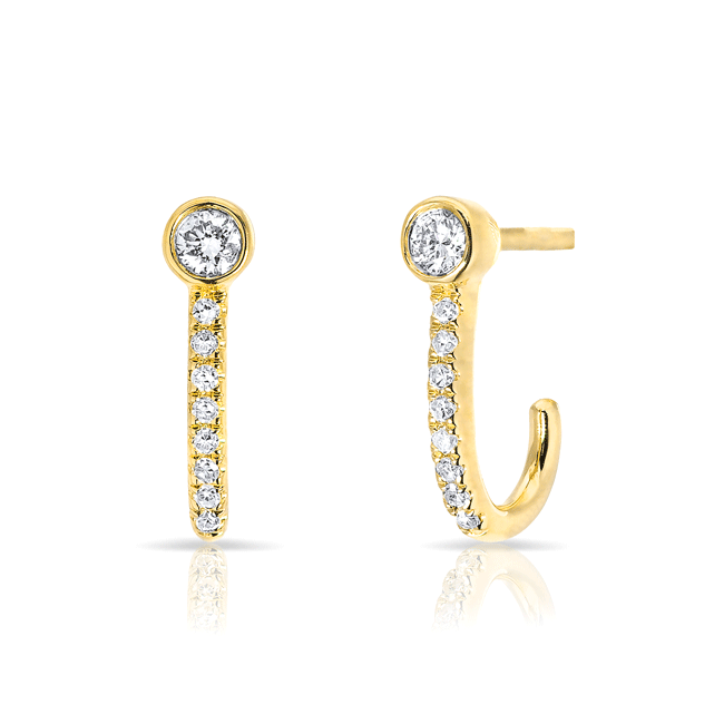 14KT Yellow Gold Diamond Hook Stud Earrings
