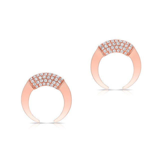14KT Rose Gold Diamond Mini Taureau Stud Earrings