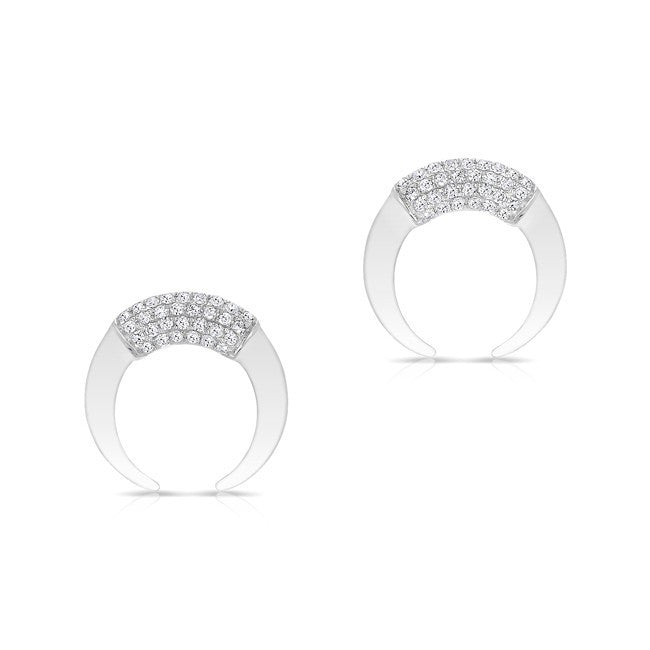 14KT White Gold Diamond Mini Taureau Stud Earrings