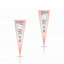 14KT Rose Gold Baguette Diamond Triangle Stud Earrings