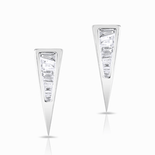14KT White Gold Baguette Diamond Triangle Stud Earrings