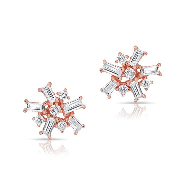 14KT Rose Gold Diamond Bundle Stud Earrings
