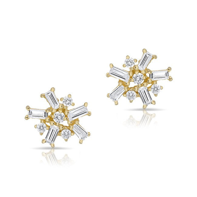 14KT Yellow Gold Diamond Bundle Stud Earrings