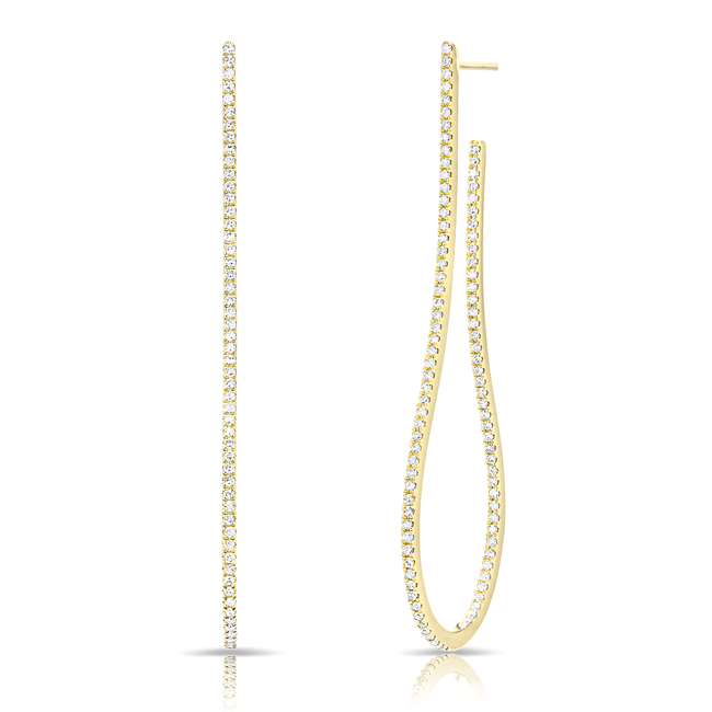 14KT Yellow Gold Diamond Tulip Hoop Earrings