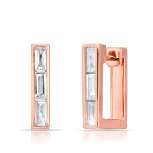14KT Rose Gold Baguette Diamond Square Huggie Earrings