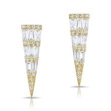 14KT Yellow Gold Baguette Diamond Dagger Stud Earrings