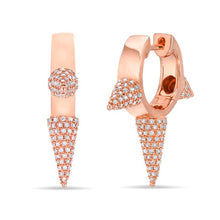 14KT Rose Gold Diamond Extreme Punk Rock Huggie Earrings