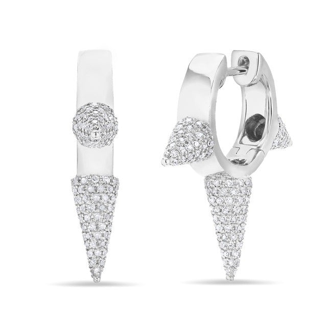 14KT White Gold Diamond Extreme Punk Rock Huggie Earrings