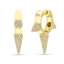 14KT Yellow Gold Diamond Extreme Punk Rock Huggie Earrings