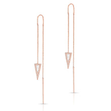14KT Rose Gold Baguette Diamond Triangle Threader Earrings