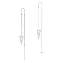 14KT White Gold Baguette Diamond Triangle Threader Earrings