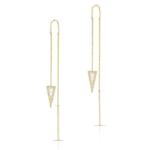 14KT Yellow Gold Baguette Diamond Triangle Threader Earrings