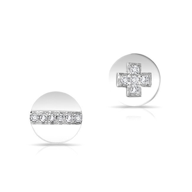 14KT White Gold Diamond Reverse Hardware Stud Earrings