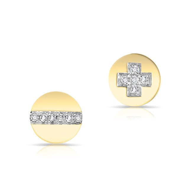 14KT Yellow Gold Diamond Reverse Hardware Stud Earrings